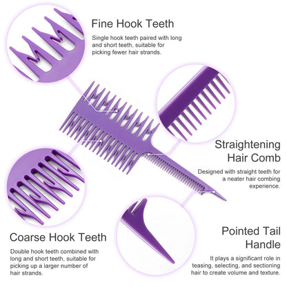 Kootinn 4-Pack Double-Sided Fish Shape Hair Foiling & Highlighting Combs for Balayage, Dyeing & Teasing - Lightweight, Static-Free, Tortoiseshell