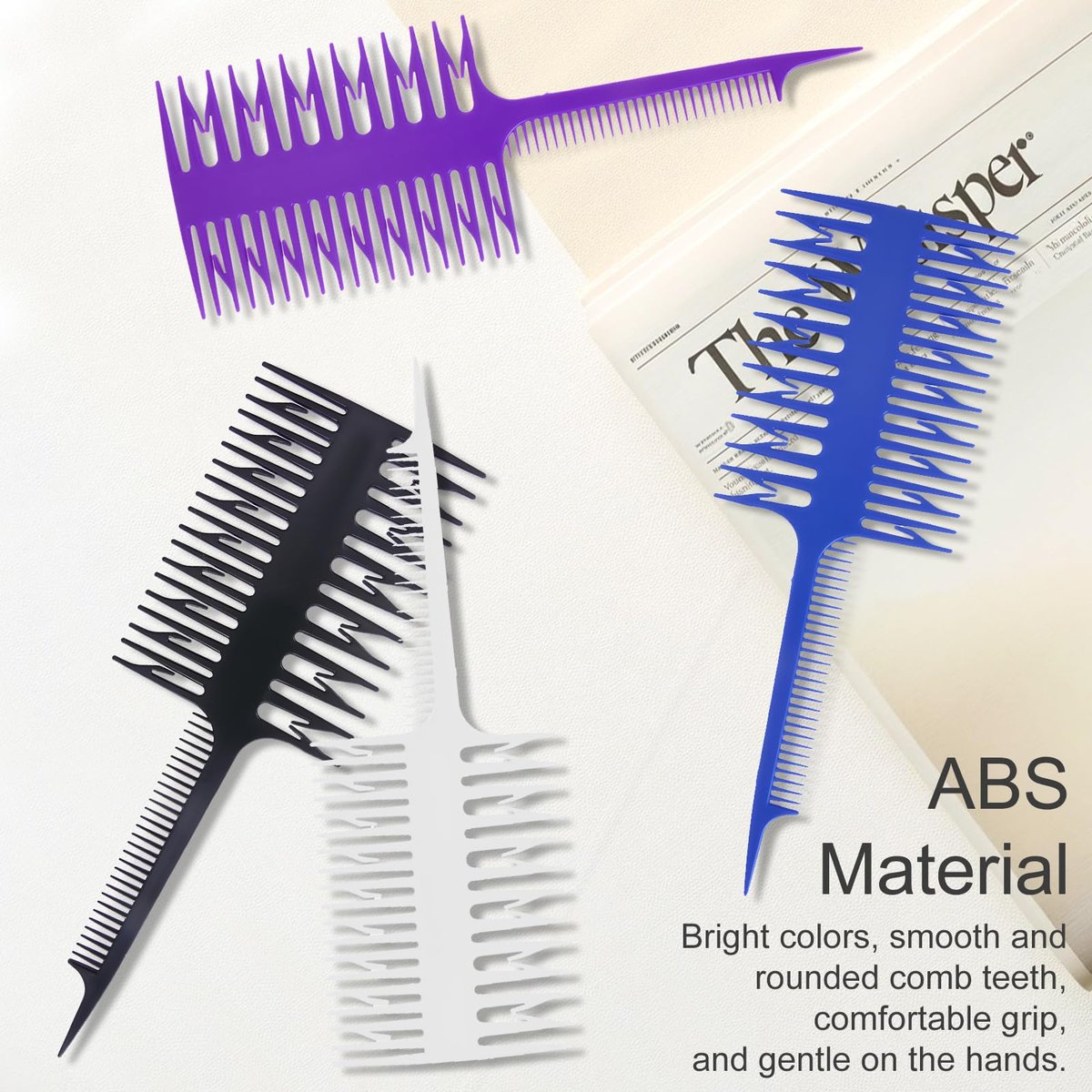 Kootinn 4-Pack Double-Sided Fish Shape Hair Foiling & Highlighting Combs for Balayage, Dyeing & Teasing - Lightweight, Static-Free, Tortoiseshell - görsel 11
