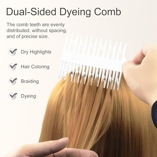 Kootinn 4-Pack Double-Sided Fish Shape Hair Foiling & Highlighting Combs for Balayage, Dyeing & Teasing - Lightweight, Static-Free, Tortoiseshell - görsel 10