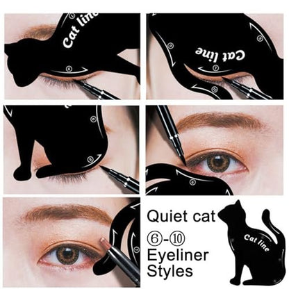 IDDFEVE 4 Pcs Eyeliner Stencils for Cat Eye Winged and Smokey Eyeshadow Applicators Shaper Tool Guide (10 Different Effects)