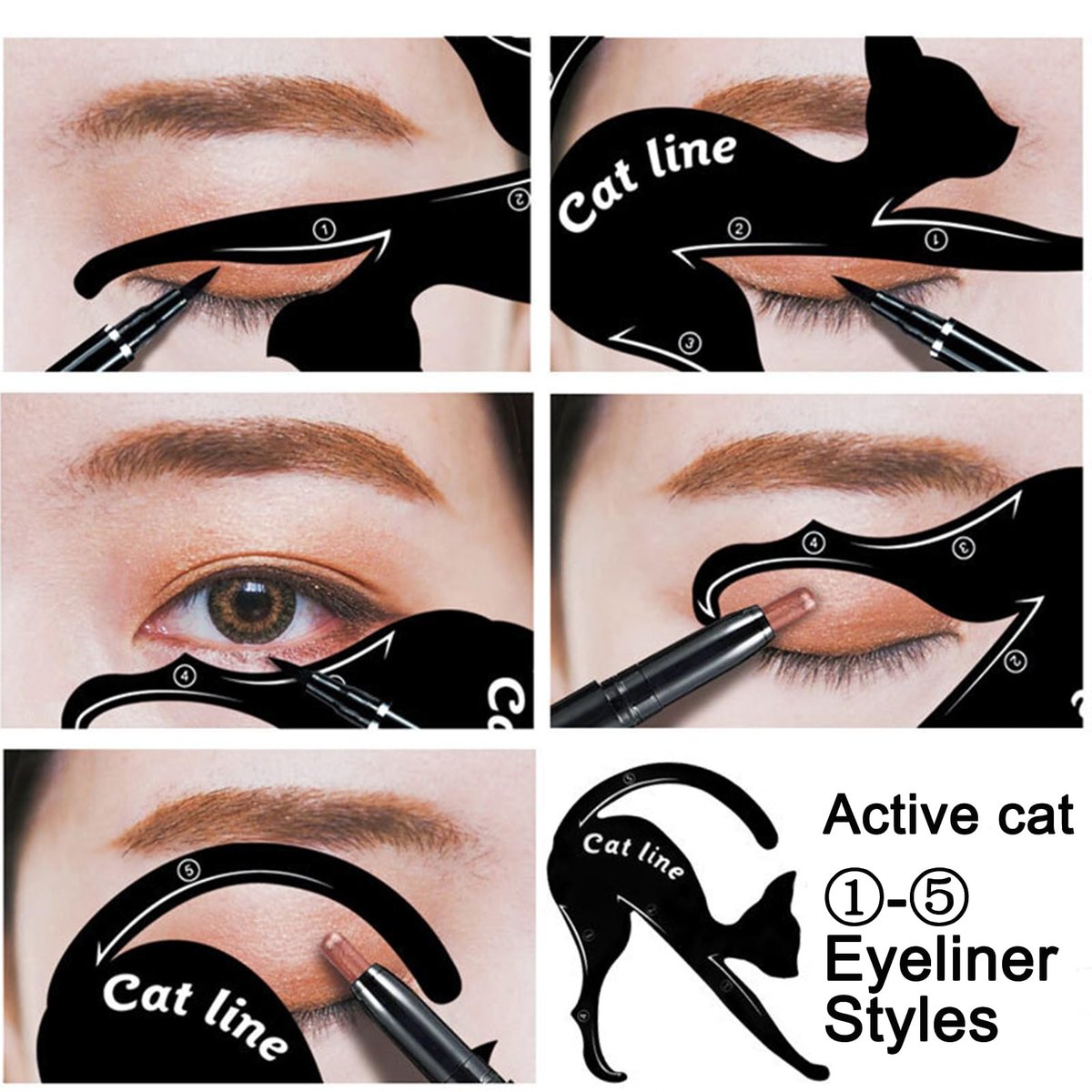 IDDFEVE 4 Pcs Eyeliner Stencils for Cat Eye Winged and Smokey Eyeshadow Applicators Shaper Tool Guide (10 Different Effects) - görsel 5