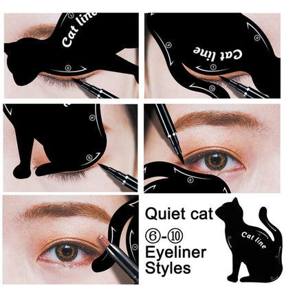 IDDFEVE 4 Pcs Eyeliner Stencils for Cat Eye Winged and Smokey Eyeshadow Applicators Shaper Tool Guide (10 Different Effects)