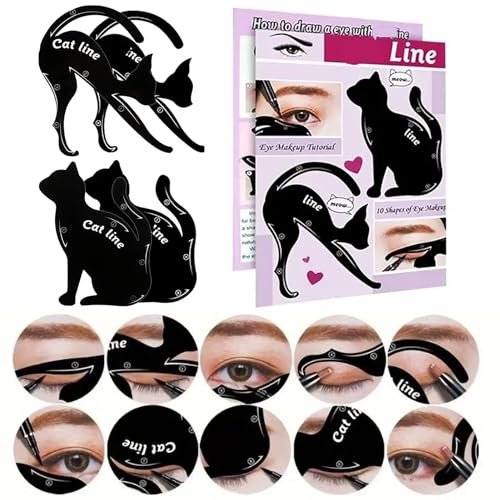 IDDFEVE 4 Pcs Eyeliner Stencils for Cat Eye Winged and Smokey Eyeshadow Applicators Shaper Tool Guide (10 Different Effects) - görsel 2
