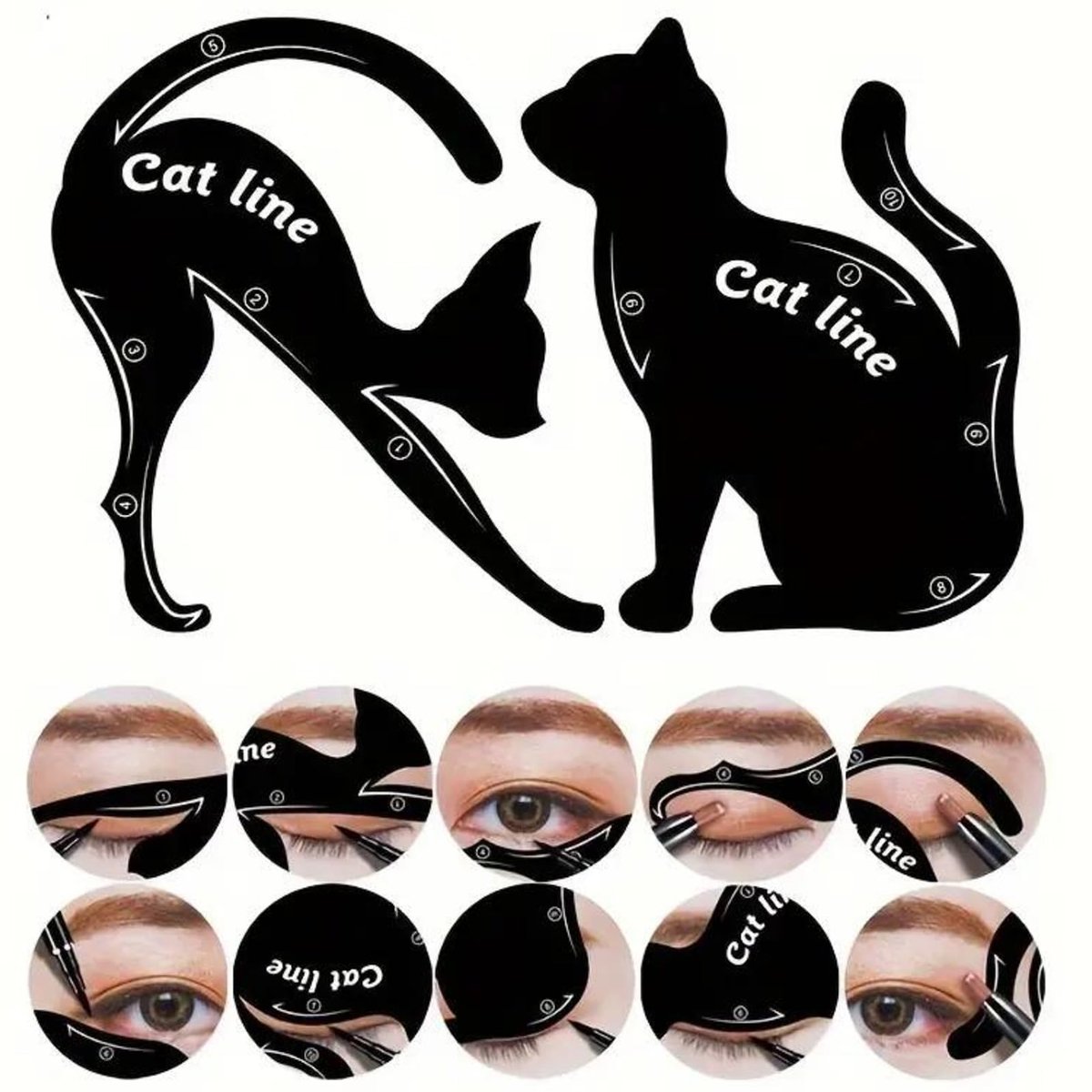 IDDFEVE 4 Pcs Eyeliner Stencils for Cat Eye Winged and Smokey Eyeshadow Applicators Shaper Tool Guide (10 Different Effects) - görsel 11