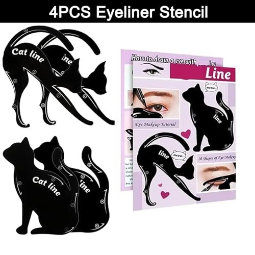 IDDFEVE 4 Pcs Eyeliner Stencils for Cat Eye Winged and Smokey Eyeshadow Applicators Shaper Tool Guide (10 Different Effects) - görsel 4