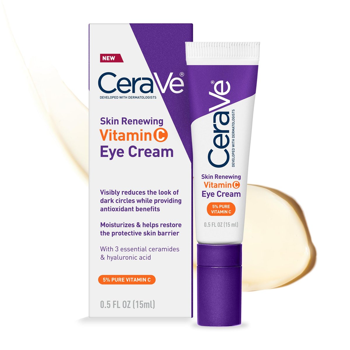 CeraVe Skin Renewing Vitamin C Eye Cream – Dark Circles & Puffiness, 0.5 Fl Oz Avelisse