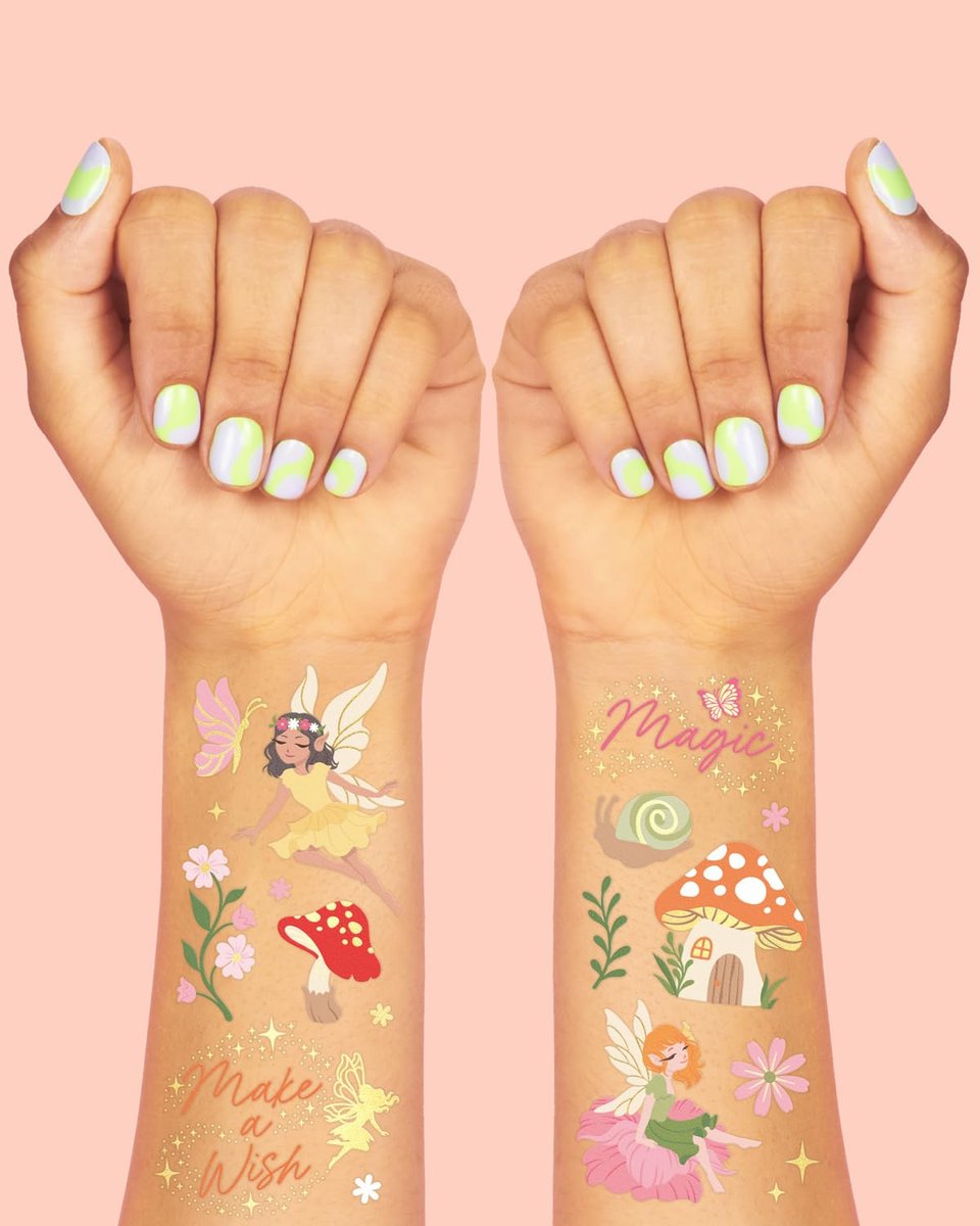 xo, Fetti Woodland Fairy Temporary Tattoos - 84 Foil Styles for Magical Princess Birthday, Forest Baby Shower, Girls Garden Accessory - görsel 6