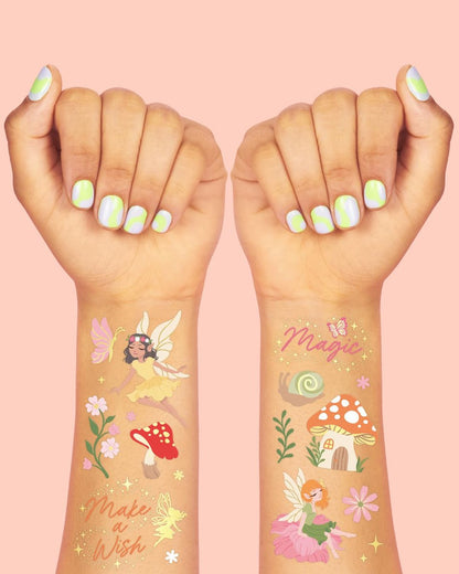 xo, Fetti Woodland Fairy Temporary Tattoos - 84 Foil Styles for Magical Princess Birthday, Forest Baby Shower, Girls Garden Accessory