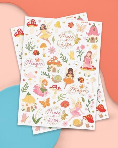xo, Fetti Woodland Fairy Temporary Tattoos - 84 Foil Styles for Magical Princess Birthday, Forest Baby Shower, Girls Garden Accessory - görsel 3