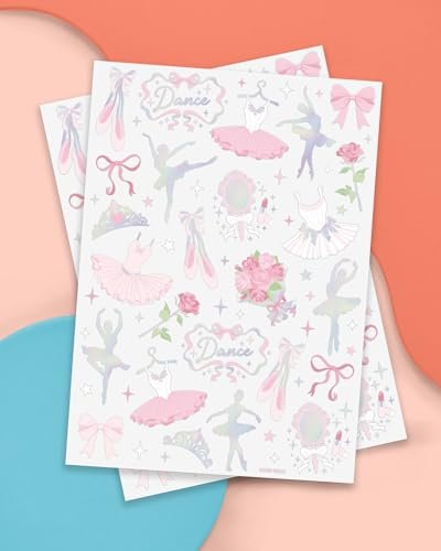 xo, Fetti Ballerina Party Temporary Tattoos - 50 Iridescent Foil | Happy Birthday Princess Decorations, Bow Girl Baby Shower Accessory, Ballet Theme Favor, Dancer Gift + Tutu Supplies