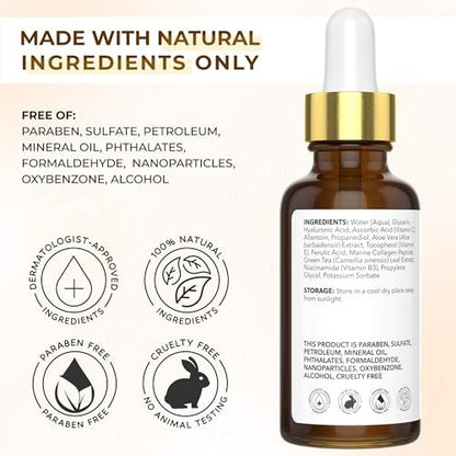 All Natural Pure 20% Vitamin C Serum + 6 Active Boosters for Dark Spots, Wrinkles, Brightening, Hydrating, Even Tone & Healthy Glow with Niacinamide, Hyaluronic Acid, Ferulic Acid, Vitamin E