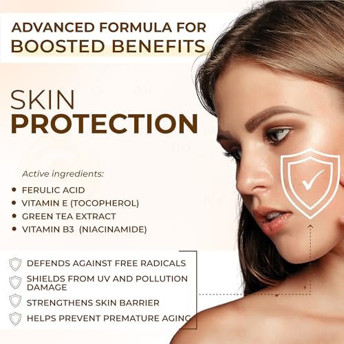 All Natural Pure 20% Vitamin C Serum + 6 Active Boosters for Dark Spots, Wrinkles, Brightening, Hydrating, Even Tone & Healthy Glow with Niacinamide, Hyaluronic Acid, Ferulic Acid, Vitamin E - görsel 16