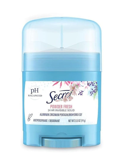 Secret Invisible Solid Antiperspirant and Deodorant, Powder Fresh, 0.5 Ounce Travel Size (Pack of 3)