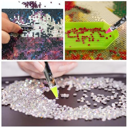 Hariendny 4 Pack Rhinestone Picker Tool - Adhesive Resin Picker Pencil for Nail Art, Gem Pick Up Tools with Sharpener