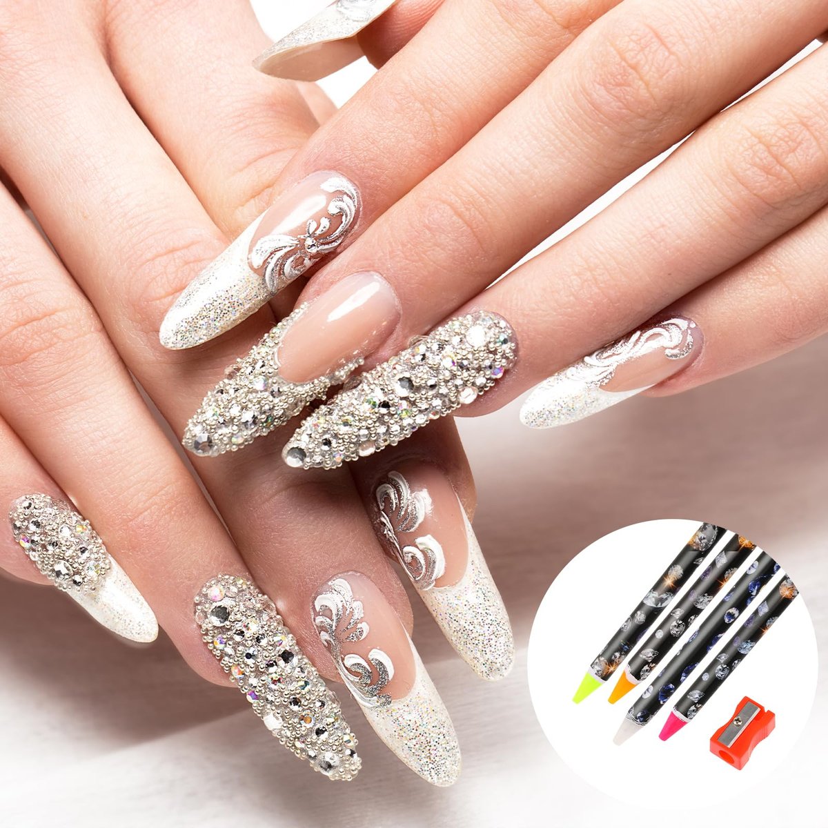 Hariendny 4 Pack Rhinestone Picker Tool - Adhesive Resin Picker Pencil for Nail Art, Gem Pick Up Tools with Sharpener - görsel 7
