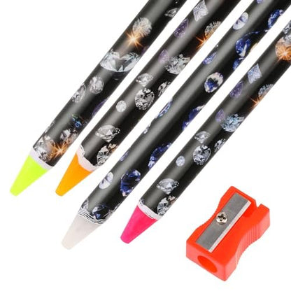 Hariendny 4 Pack Rhinestone Picker Tool - Adhesive Resin Picker Pencil for Nail Art, Gem Pick Up Tools with Sharpener
