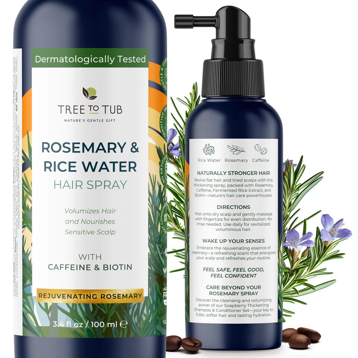 Tree To Tub Rosemary Water Spray for Hair Growth - Fermented Rice Water for Hair Growth, Nourishing Scalp Care, 3.4 Fl Oz Avelisse