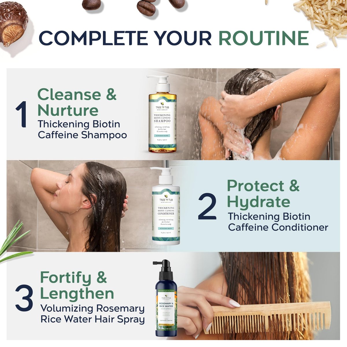 Tree To Tub Rosemary Water Spray for Hair Growth - Fermented Rice Water for Hair Growth, Nourishing Scalp Care, 3.4 Fl Oz Avelisse