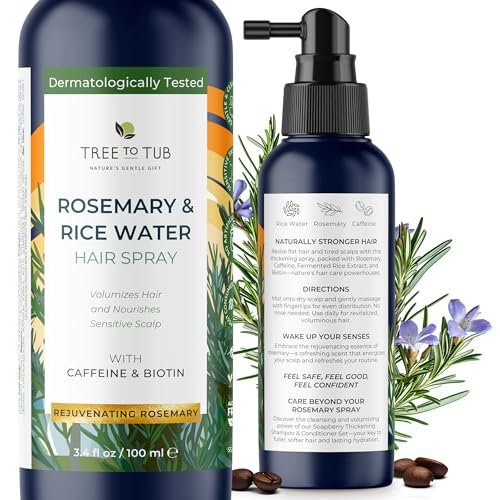 Tree To Tub Rosemary Water Spray for Hair Growth - Fermented Rice Water for Hair Growth, Nourishing Scalp Care, 3.4 Fl Oz Avelisse
