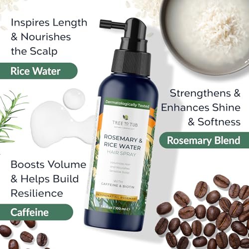 Tree To Tub Rosemary Water Spray for Hair Growth - Fermented Rice Water for Hair Growth, Nourishing Scalp Care, 3.4 Fl Oz Avelisse