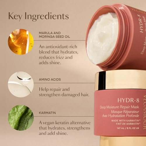 VEGAMOUR HYDR-8 Deep Moisture Repair Mask – Sulfate-Free Deep Conditioner for Dry, Damaged, Frizzy Hair, Floral & Vanilla Scent, 5 fl. oz. Avelisse