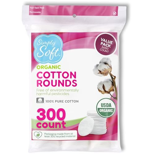 Simply Soft Premium Organic Cotton Rounds, 100 Count (Pack of 3) – 100% Certified Organic, Hypoallergenic, Lint-Free Cotton Pads for Skincare & Cosmetics - görsel 2