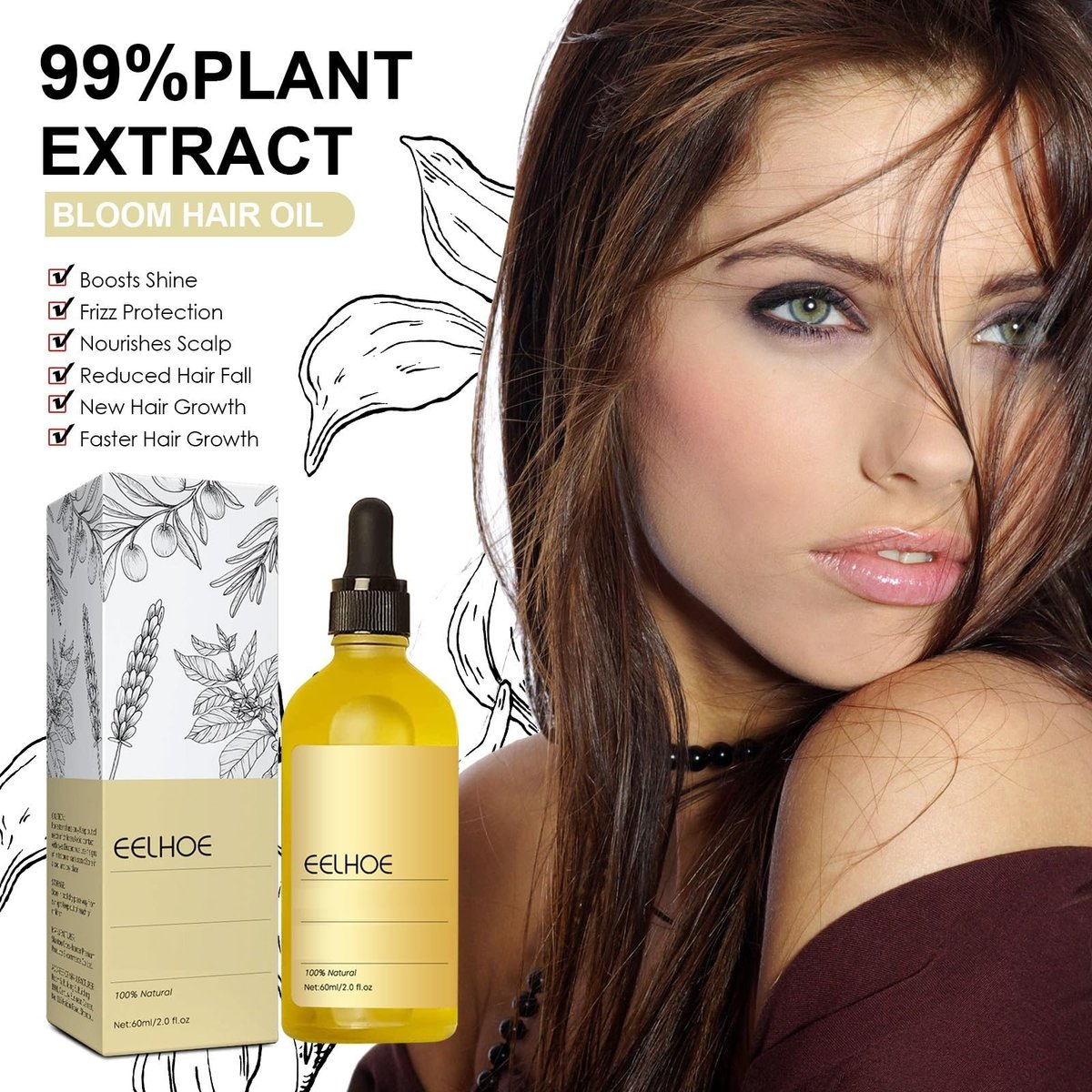 180 ML EELHOE Hair Growth Oil – Natural Rosemary Hair Oil for Dry, Damaged & Thinning Hair (3-Pack) Avelisse
