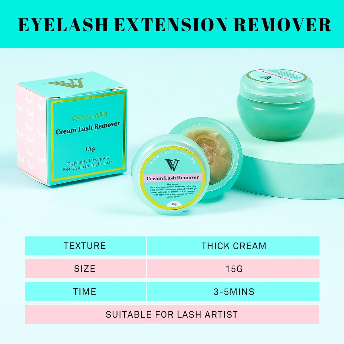VAVALASH Lash Remover Cream for Eyelash Extensions – Low Irritation, Fast Dissolving, Professional Salon Use (15g) - görsel 11
