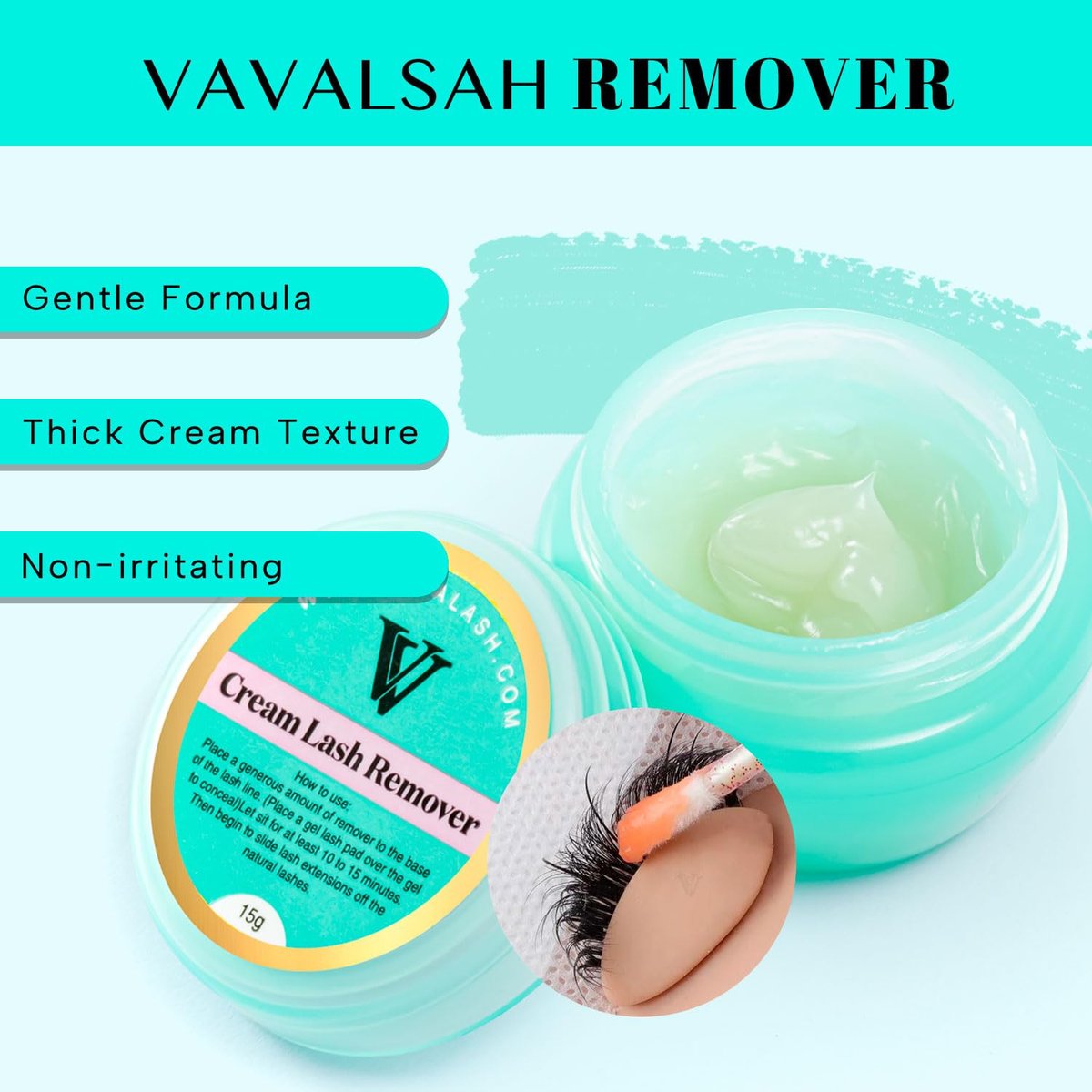 VAVALASH Lash Remover Cream for Eyelash Extensions – Low Irritation, Fast Dissolving, Professional Salon Use (15g) - görsel 3