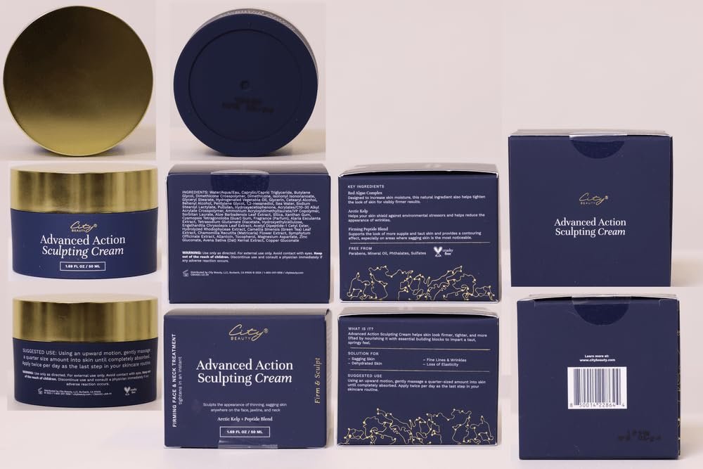 City Beauty Advanced Action Sculpting Cream - Firming Cream for Saggy Jawline, Drooping Face & Neck Wrinkles Avelisse
