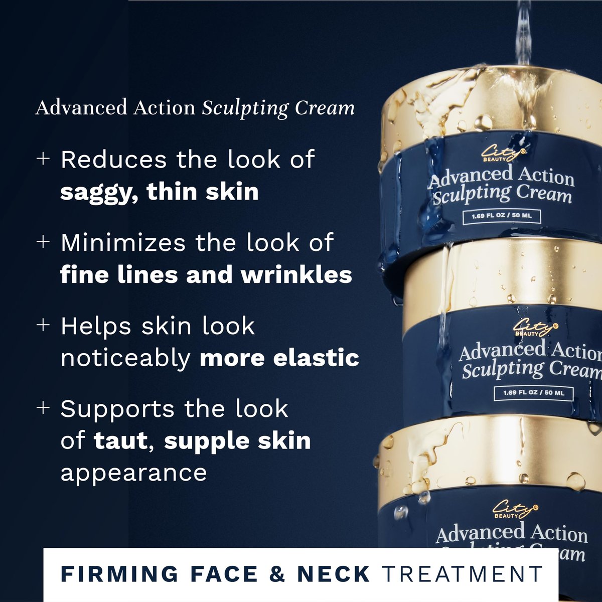 City Beauty Advanced Action Sculpting Cream - Firming Cream for Saggy Jawline, Drooping Face & Neck Wrinkles Avelisse