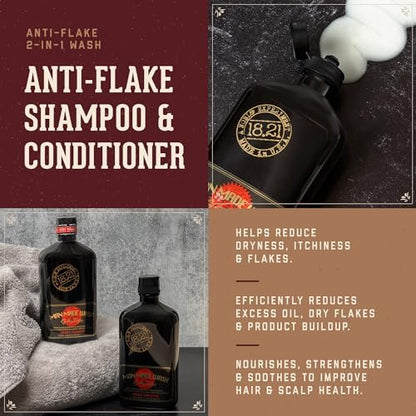 18.21 Man Made Anti-Flake 2-in-1 Shampoo & Conditioner in Sweet Tobacco – Hydrating Cleanse for Dry, Itchy, Flaky Scalp, 16 oz Avelisse