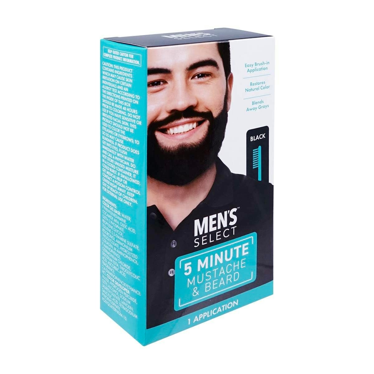 Men's Select 5 Minute Mustache & Beard Black Brush-In Facial Hair Dye - Fast & Easy Application, 1 Fl Oz - görsel 7