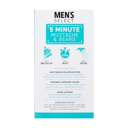 Men's Select 5 Minute Mustache & Beard Black Brush-In Facial Hair Dye - Fast & Easy Application, 1 Fl Oz - görsel 6
