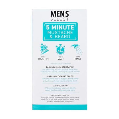 Men's Select 5 Minute Mustache & Beard Black Brush-In Facial Hair Dye - Fast & Easy Application, 1 Fl Oz