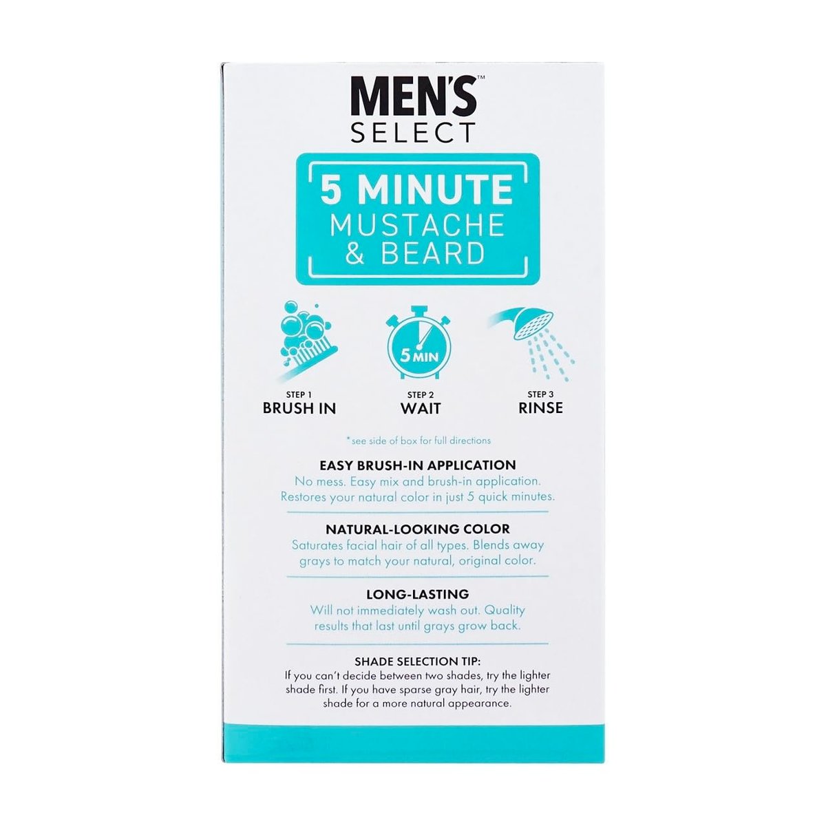 Men's Select 5 Minute Mustache & Beard Black Brush-In Facial Hair Dye - Fast & Easy Application, 1 Fl Oz - görsel 5