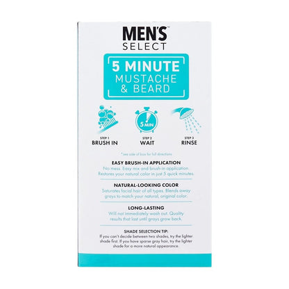 Men's Select 5 Minute Mustache & Beard Black Brush-In Facial Hair Dye - Fast & Easy Application, 1 Fl Oz