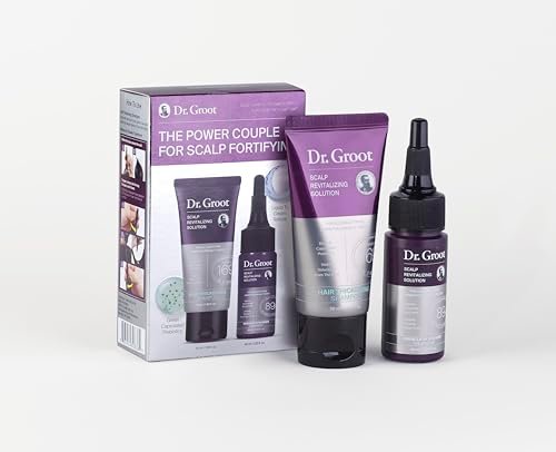 Dr. Groot Scalp Revitalizing Solution Travel Set for Hair Loss - Korean Hair Care with Rosemary Oil, Hair Thickening Shampoo & Miracle In-Shower Treatment, TSA Approved (3-Pack, 1.01 Fl Oz Each) Avelisse