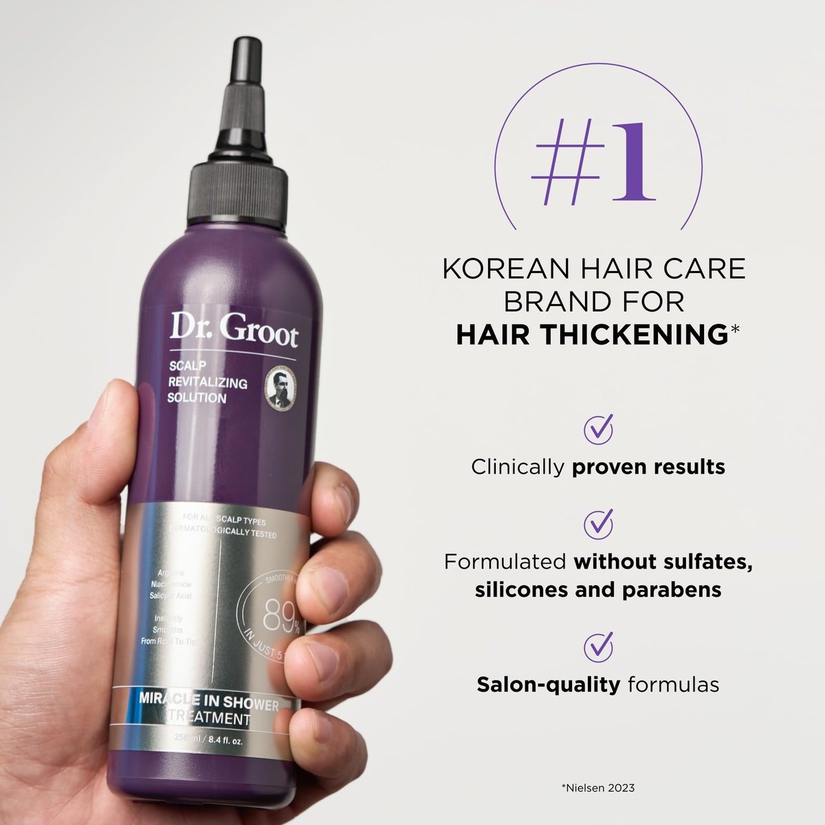 Dr. Groot Scalp Revitalizing Solution Travel Set for Hair Loss - Korean Hair Care with Rosemary Oil, Hair Thickening Shampoo & Miracle In-Shower Treatment, TSA Approved (3-Pack, 1.01 Fl Oz Each) Avelisse