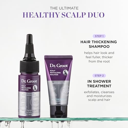 Dr. Groot Scalp Revitalizing Solution Travel Set for Hair Loss - Korean Hair Care with Rosemary Oil, Hair Thickening Shampoo & Miracle In-Shower Treatment, TSA Approved (3-Pack, 1.01 Fl Oz Each) Avelisse