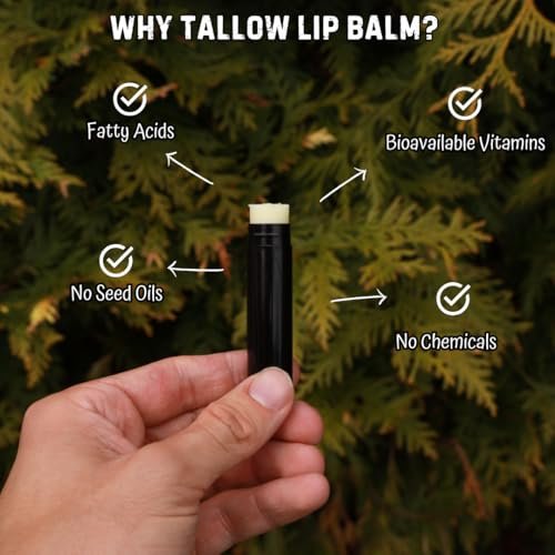 Beef Tallow Lip Balm – 100% Grass Fed & Organic, Natural Hydrating Lip Care (4 Pack, Black) - görsel 6