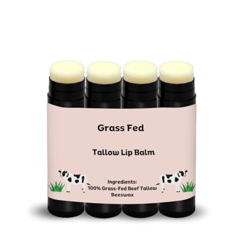 Beef Tallow Lip Balm – 100% Grass Fed & Organic, Natural Hydrating Lip Care (4 Pack, Black) - görsel 2