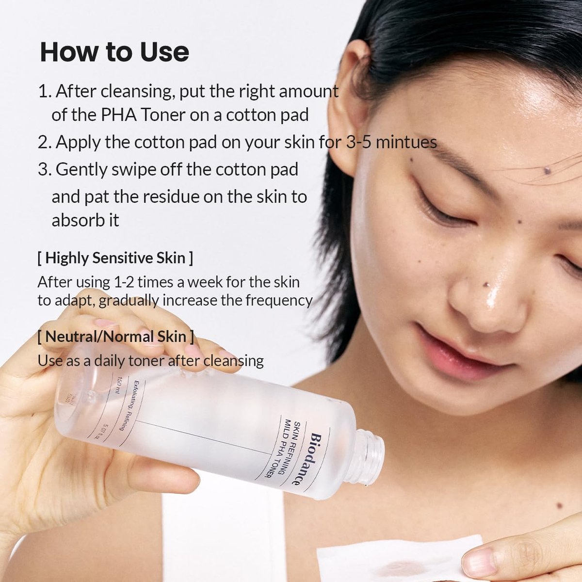 Biodance Skin Refining Mild PHA Toner – Gentle Exfoliating & Hydrating Face Toner for Sensitive Skin with Ceramides & NMF, 5.07 fl oz (150ml) Avelisse