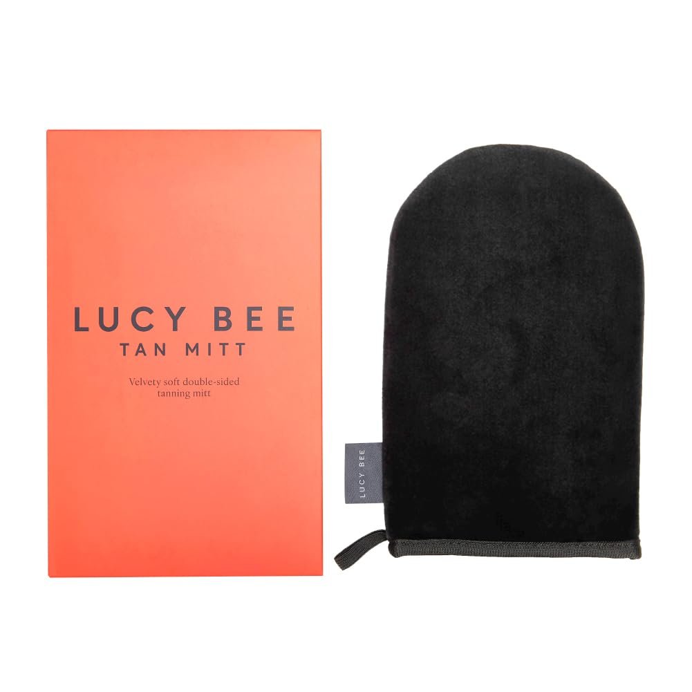 Lucy Bee Self Tanning Mitt – Reusable Double-Sided Velvety Soft Applicator for Streak-Free Natural Tan, Stain-Free Hands, Washable Black Mitt - görsel 1