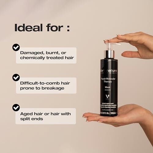 abril et nature Professional Mask Molecular Therapy - Restructures, Repairs, and Fills Hair Fiber - Nourishing & Hydrating - For Damaged, Overprocessed, or Aging Hair - Vegan - 200 ml - görsel 8