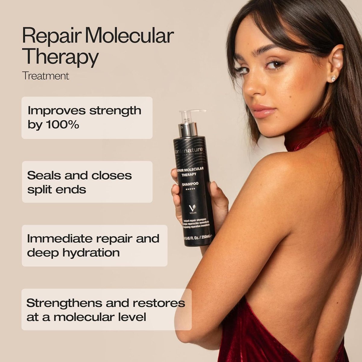abril et nature Professional Mask Molecular Therapy - Restructures, Repairs, and Fills Hair Fiber - Nourishing & Hydrating - For Damaged, Overprocessed, or Aging Hair - Vegan - 200 ml - görsel 3