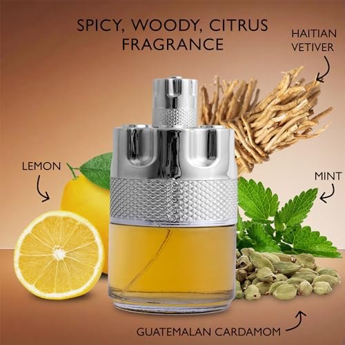 Azura Noir for Men Eau De Parfum - Woody Spicy Long-Lasting Cologne with Lemon, Ginger, Mint & Lavender - 100ml Avelisse