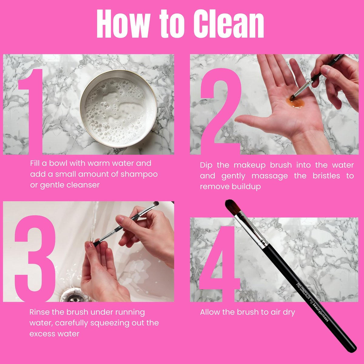 Beauty Junkees Flat Concealer Brush Under Eye - Small Concealer Brush for Foundation, Eyebrows, Nose Contour, Color Corrector, Cream & Powder Cosmetics - Synthetic Bristles - görsel 11