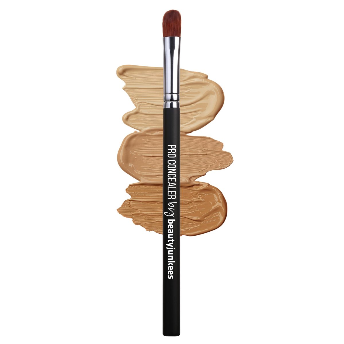 Beauty Junkees Flat Concealer Brush Under Eye - Small Concealer Brush for Foundation, Eyebrows, Nose Contour, Color Corrector, Cream & Powder Cosmetics - Synthetic Bristles - görsel 1