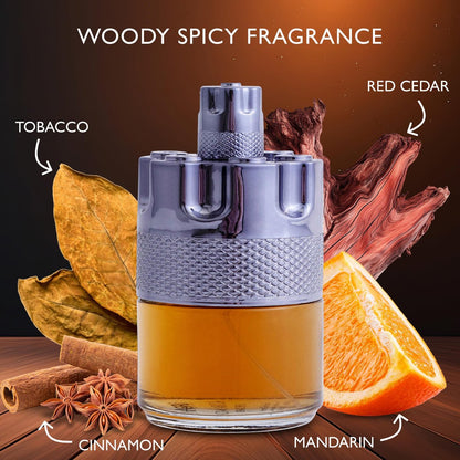 Azura Noir After Dark Eau De Parfum for Men - Woody Spicy Long-Lasting Cologne, Top Notes of Lemon, Mandarin Orange, Lavender & Cinnamon, 100ml Avelisse